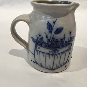 Salmon Falls Stoneware Blueberry Basket 4.5" Carafe Pitcher Signed 1996 Dover NH